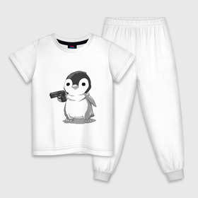 Детская пижама хлопок с принтом пингвин в Белгороде, 100% хлопок |  брюки и футболка прямого кроя, без карманов, на брюках мягкая резинка на поясе и по низу штанин
 | gun | penguin | shotgun | tmblr | tumbler | пингвин | пистолет