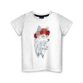 Детская футболка хлопок с принтом Лиса в Белгороде, 100% хлопок | круглый вырез горловины, полуприлегающий силуэт, длина до линии бедер | Тематика изображения на принте: fox | животные | лиса | лисичка | лисы | осень | рыжая | фыр фыр | цветы