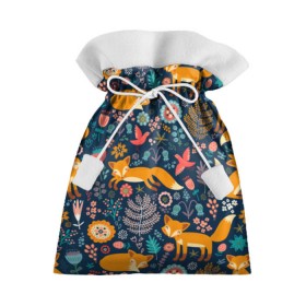 Подарочный 3D мешок с принтом Лисички паттерн в Белгороде, 100% полиэстер | Размер: 29*39 см | fox | животные | лиса | лисичка | лисы | осень | рыжая | фыр фыр | цветы