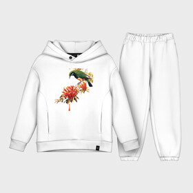 Детский костюм хлопок Oversize с принтом экзотическая птица в Белгороде,  |  | весна | девушкам | птицы | цветы