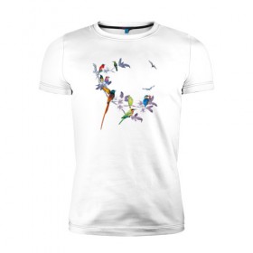 Мужская футболка премиум с принтом экзотические птицы в Белгороде, 92% хлопок, 8% лайкра | приталенный силуэт, круглый вырез ворота, длина до линии бедра, короткий рукав | 8 марта | девушкам | птицы | экзотика
