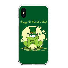Чехол для iPhone XS Max матовый с принтом Ирландия в Белгороде, Силикон | Область печати: задняя сторона чехла, без боковых панелей | clover | frog | green | happy st. patricks day | ireland | irish | moon | день святого патрика | зелёная | ирландец | ирландия | клевер | луна | лягушка | счастливый | шляпа