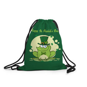 Рюкзак-мешок 3D с принтом Ирландия в Белгороде, 100% полиэстер | плотность ткани — 200 г/м2, размер — 35 х 45 см; лямки — толстые шнурки, застежка на шнуровке, без карманов и подкладки | clover | frog | green | happy st. patricks day | ireland | irish | moon | день святого патрика | зелёная | ирландец | ирландия | клевер | луна | лягушка | счастливый | шляпа
