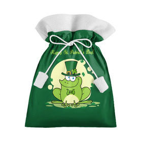 Подарочный 3D мешок с принтом Ирландия в Белгороде, 100% полиэстер | Размер: 29*39 см | Тематика изображения на принте: clover | frog | green | happy st. patricks day | ireland | irish | moon | день святого патрика | зелёная | ирландец | ирландия | клевер | луна | лягушка | счастливый | шляпа