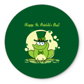 Коврик круглый с принтом Ирландия в Белгороде, резина и полиэстер | круглая форма, изображение наносится на всю лицевую часть | clover | frog | green | happy st. patricks day | ireland | irish | moon | день святого патрика | зелёная | ирландец | ирландия | клевер | луна | лягушка | счастливый | шляпа