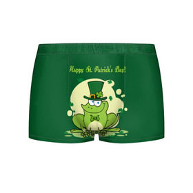 Мужские трусы 3D с принтом Ирландия в Белгороде, 50% хлопок, 50% полиэстер | классическая посадка, на поясе мягкая тканевая резинка | clover | frog | green | happy st. patricks day | ireland | irish | moon | день святого патрика | зелёная | ирландец | ирландия | клевер | луна | лягушка | счастливый | шляпа