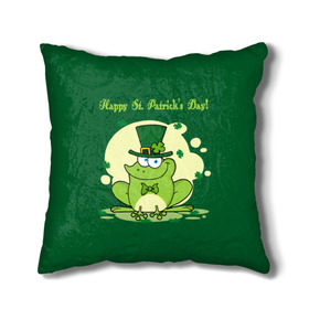 Подушка 3D с принтом Ирландия в Белгороде, наволочка – 100% полиэстер, наполнитель – холлофайбер (легкий наполнитель, не вызывает аллергию). | состоит из подушки и наволочки. Наволочка на молнии, легко снимается для стирки | clover | frog | green | happy st. patricks day | ireland | irish | moon | день святого патрика | зелёная | ирландец | ирландия | клевер | луна | лягушка | счастливый | шляпа