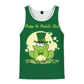 Мужская майка 3D с принтом Ирландия в Белгороде, 100% полиэстер | круглая горловина, приталенный силуэт, длина до линии бедра. Пройма и горловина окантованы тонкой бейкой | Тематика изображения на принте: clover | frog | green | happy st. patricks day | ireland | irish | moon | день святого патрика | зелёная | ирландец | ирландия | клевер | луна | лягушка | счастливый | шляпа