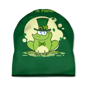 Шапка 3D с принтом Ирландия в Белгороде, 100% полиэстер | универсальный размер, печать по всей поверхности изделия | Тематика изображения на принте: clover | frog | green | happy st. patricks day | ireland | irish | moon | день святого патрика | зелёная | ирландец | ирландия | клевер | луна | лягушка | счастливый | шляпа