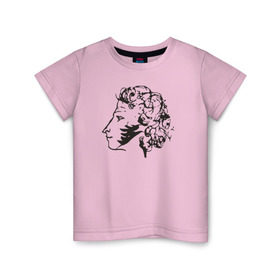 Детская футболка хлопок с принтом Пушкин в Белгороде, 100% хлопок | круглый вырез горловины, полуприлегающий силуэт, длина до линии бедер | автопортрет | литература | поэт | пушкин | сказка | словесность | стихи