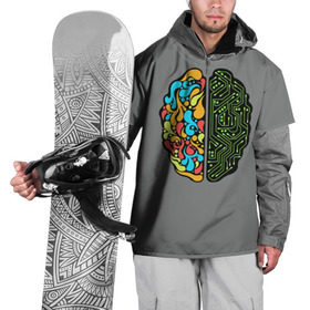 Накидка на куртку 3D с принтом Мужское и женское в Белгороде, 100% полиэстер |  | Тематика изображения на принте: iq | интеллект | искусство | логика | мозг | плата | полушарие | творчество | ум