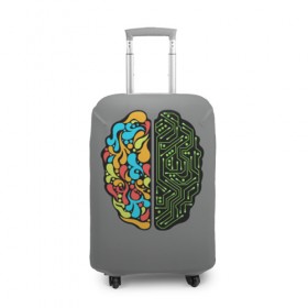 Чехол для чемодана 3D с принтом Мужское и женское в Белгороде, 86% полиэфир, 14% спандекс | двустороннее нанесение принта, прорези для ручек и колес | iq | интеллект | искусство | логика | мозг | плата | полушарие | творчество | ум