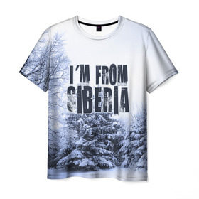 Мужская футболка 3D с принтом Я из Сибири в Белгороде, 100% полиэфир | прямой крой, круглый вырез горловины, длина до линии бедер | Тематика изображения на принте: siberia | зима | россия | сибирь | снег | холод