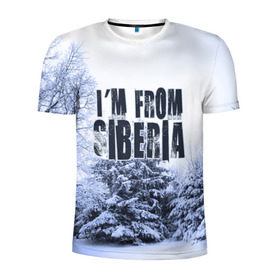 Мужская футболка 3D спортивная с принтом Я из Сибири в Белгороде, 100% полиэстер с улучшенными характеристиками | приталенный силуэт, круглая горловина, широкие плечи, сужается к линии бедра | siberia | зима | россия | сибирь | снег | холод