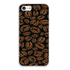Чехол для iPhone 5/5S матовый с принтом Арабика в Белгороде, Силикон | Область печати: задняя сторона чехла, без боковых панелей | beens | coffee | pattern | бобы | зерна | кофе | паттерн