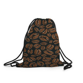 Рюкзак-мешок 3D с принтом Арабика в Белгороде, 100% полиэстер | плотность ткани — 200 г/м2, размер — 35 х 45 см; лямки — толстые шнурки, застежка на шнуровке, без карманов и подкладки | beens | coffee | pattern | бобы | зерна | кофе | паттерн