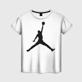 Женская футболка 3D с принтом Michael Jordan в Белгороде, 100% полиэфир ( синтетическое хлопкоподобное полотно) | прямой крой, круглый вырез горловины, длина до линии бедер | логотип майкл джордан