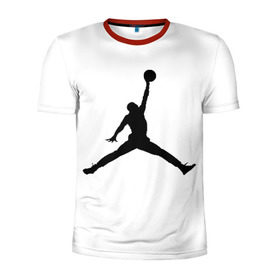 Мужская футболка 3D спортивная с принтом Michael Jordan в Белгороде, 100% полиэстер с улучшенными характеристиками | приталенный силуэт, круглая горловина, широкие плечи, сужается к линии бедра | логотип майкл джордан