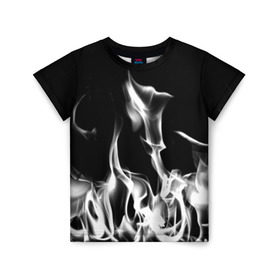Детская футболка 3D с принтом Огонь в Белгороде, 100% гипоаллергенный полиэфир | прямой крой, круглый вырез горловины, длина до линии бедер, чуть спущенное плечо, ткань немного тянется | монохромный | пламя