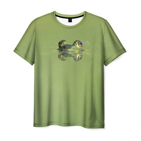 Мужская футболка 3D с принтом Лягушка в Белгороде, 100% полиэфир | прямой крой, круглый вырез горловины, длина до линии бедер | болото | жаба | животные | лягушка