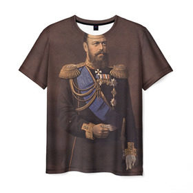 Мужская футболка 3D с принтом Александр III Миротворец в Белгороде, 100% полиэфир | прямой крой, круглый вырез горловины, длина до линии бедер | имерский царь