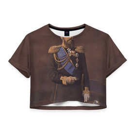 Женская футболка 3D укороченная с принтом Александр III Миротворец в Белгороде, 100% полиэстер | круглая горловина, длина футболки до линии талии, рукава с отворотами | имерский царь