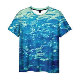Мужская футболка 3D с принтом Волны в Белгороде, 100% полиэфир | прямой крой, круглый вырез горловины, длина до линии бедер | Тематика изображения на принте: вода | капли | море