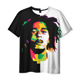 Мужская футболка 3D с принтом Bob Marley в Белгороде, 100% полиэфир | прямой крой, круглый вырез горловины, длина до линии бедер | боб марли | поп арт
