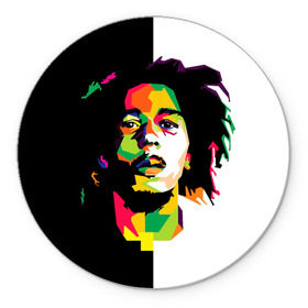Коврик круглый с принтом Bob Marley в Белгороде, резина и полиэстер | круглая форма, изображение наносится на всю лицевую часть | боб марли | поп арт