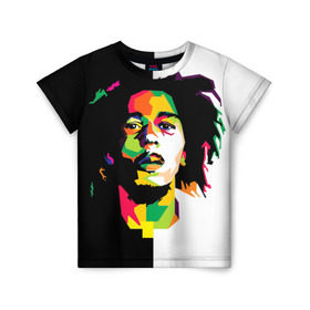 Детская футболка 3D с принтом Bob Marley в Белгороде, 100% гипоаллергенный полиэфир | прямой крой, круглый вырез горловины, длина до линии бедер, чуть спущенное плечо, ткань немного тянется | боб марли | поп арт