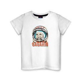 Детская футболка хлопок с принтом Юрий Гагарин. Первый в космосе в Белгороде, 100% хлопок | круглый вырез горловины, полуприлегающий силуэт, длина до линии бедер | восток | звезды | космов | первый | ракета | ссср | юрий гагарин