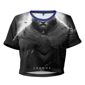 Женская футболка 3D укороченная с принтом Rengar LoL в Белгороде, 100% полиэстер | круглая горловина, длина футболки до линии талии, рукава с отворотами | league of legends | lol | rengar | лига легенд | лол | ренгар | тигр