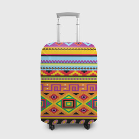 Чехол для чемодана 3D с принтом Этнический орнамент в Белгороде, 86% полиэфир, 14% спандекс | двустороннее нанесение принта, прорези для ручек и колес | пестрый | разноцветный | яркий