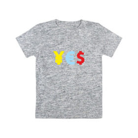 Детская футболка хлопок с принтом YES! йена, доллар, евро в Белгороде, 100% хлопок | круглый вырез горловины, полуприлегающий силуэт, длина до линии бедер | америка | бакс | валюта | доллар | евро | европа | сша | штаты | япония