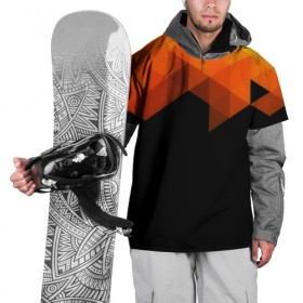 Накидка на куртку 3D с принтом Trianse в Белгороде, 100% полиэстер |  | оранжевый | полигон | треугольники | черный