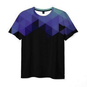 Мужская футболка 3D с принтом Trianse Blue в Белгороде, 100% полиэфир | прямой крой, круглый вырез горловины, длина до линии бедер | blue | абстракция | бумага | геометрия | грани | изгиб | линии | оптические | полигоны | полосы | постель | розовый | синий | сочетания | текстура | треугольники