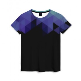 Женская футболка 3D с принтом Trianse Blue в Белгороде, 100% полиэфир ( синтетическое хлопкоподобное полотно) | прямой крой, круглый вырез горловины, длина до линии бедер | blue | абстракция | бумага | геометрия | грани | изгиб | линии | оптические | полигоны | полосы | постель | розовый | синий | сочетания | текстура | треугольники