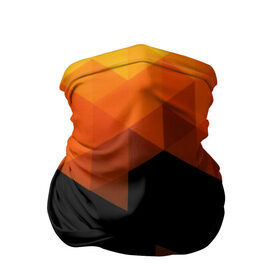 Бандана-труба 3D с принтом Trianse Orange в Белгороде, 100% полиэстер, ткань с особыми свойствами — Activecool | плотность 150‒180 г/м2; хорошо тянется, но сохраняет форму | оранжевый | полигоны | треугольники | черный