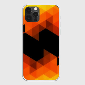 Чехол для iPhone 12 Pro Max с принтом Trianse Orange в Белгороде, Силикон |  | оранжевый | полигоны | треугольники | черный