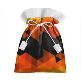Подарочный 3D мешок с принтом Trianse Orange в Белгороде, 100% полиэстер | Размер: 29*39 см | оранжевый | полигоны | треугольники | черный