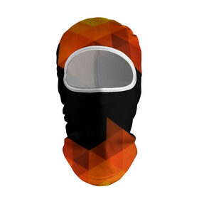 Балаклава 3D с принтом Trianse Orange в Белгороде, 100% полиэстер, ткань с особыми свойствами — Activecool | плотность 150–180 г/м2; хорошо тянется, но при этом сохраняет форму. Закрывает шею, вокруг отверстия для глаз кайма. Единый размер | оранжевый | полигоны | треугольники | черный