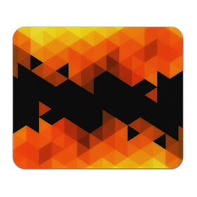 Коврик прямоугольный с принтом Trianse Orange в Белгороде, натуральный каучук | размер 230 х 185 мм; запечатка лицевой стороны | оранжевый | полигоны | треугольники | черный