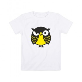 Детская футболка хлопок с принтом Сердитая сова в Белгороде, 100% хлопок | круглый вырез горловины, полуприлегающий силуэт, длина до линии бедер | 