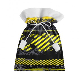 Подарочный 3D мешок с принтом Grunge Line в Белгороде, 100% полиэстер | Размер: 29*39 см | желтый | полосы | серый | черный