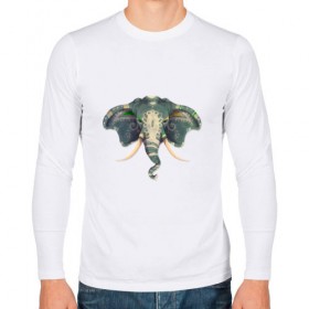Мужской лонгслив хлопок с принтом Индийский слон в Белгороде, 100% хлопок |  | 