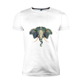 Мужская футболка премиум с принтом Индийский слон в Белгороде, 92% хлопок, 8% лайкра | приталенный силуэт, круглый вырез ворота, длина до линии бедра, короткий рукав | 
