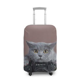 Чехол для чемодана 3D с принтом Котик фотограф в Белгороде, 86% полиэфир, 14% спандекс | двустороннее нанесение принта, прорези для ручек и колес | Тематика изображения на принте: кот | котик | кошка | объектив | фотоаппарат | фотограф