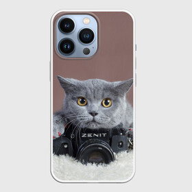 Чехол для iPhone 13 Pro с принтом Котик фотограф в Белгороде,  |  | кот | котик | кошка | объектив | фотоаппарат | фотограф