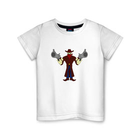 Детская футболка хлопок с принтом Скелет с дикого запада в Белгороде, 100% хлопок | круглый вырез горловины, полуприлегающий силуэт, длина до линии бедер | 