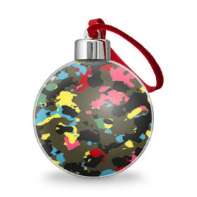Ёлочный шар с принтом Цветной камуфляж в Белгороде, Пластик | Диаметр: 77 мм | маскировка | пестрый | разноцветный | яркий